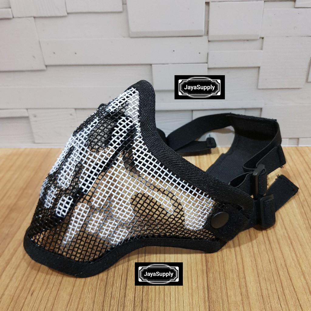 Half Mask Wiremesh v.1 PDW Masker Jaring Tactical Face Airsoft - Skull
