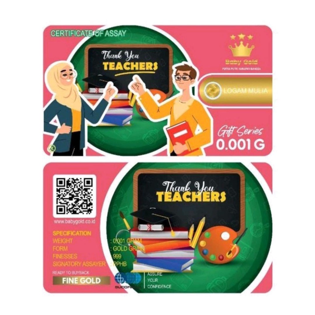 baby gold 0,005gr emas minigold bisa tukar antam-thankyou teacher red