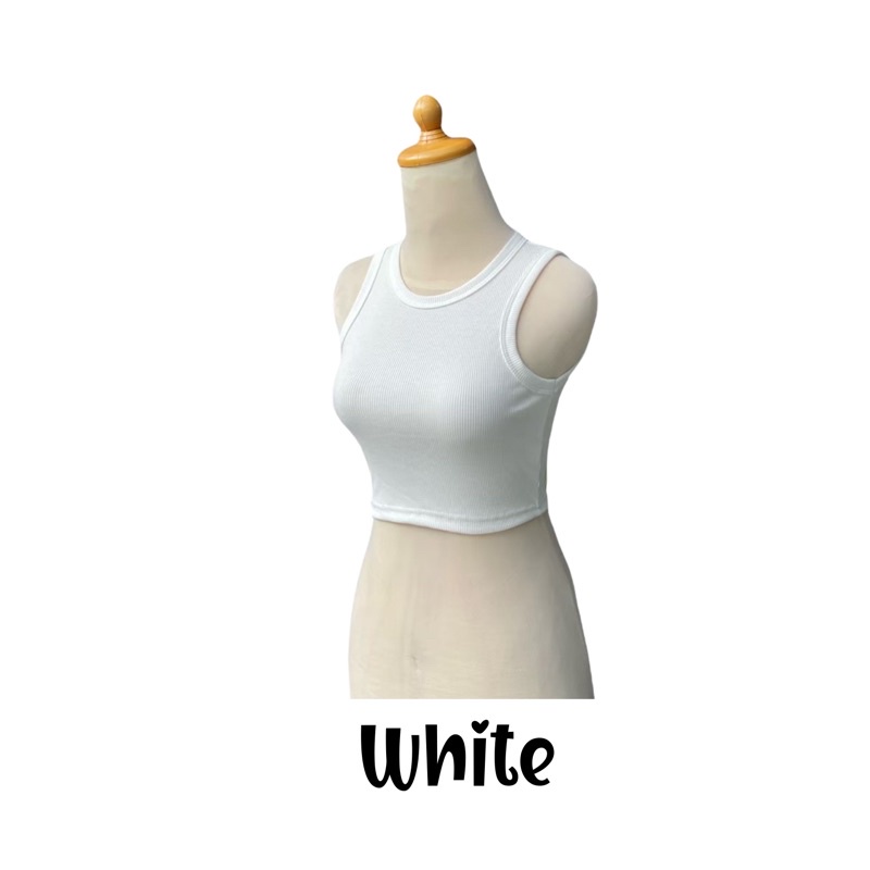 Tanktop Crop RIB Luxury-PUTIH