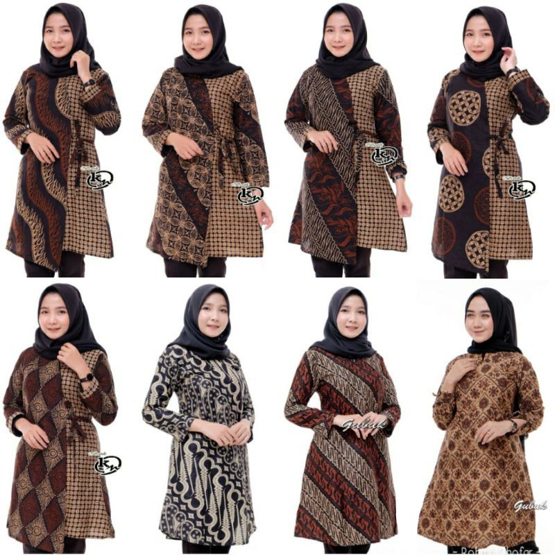 M L XL XXL JUMBO TUNIK BATIK KIMONO ATASAN WANITA BATIK MODERN BATIK MURAH READY SERAGAM BAJU BATIK