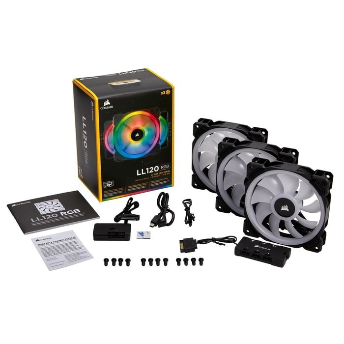 Corsair LL120 RGB 120mm LED PWM Fan - 3 Pack with Lighting Node PRO