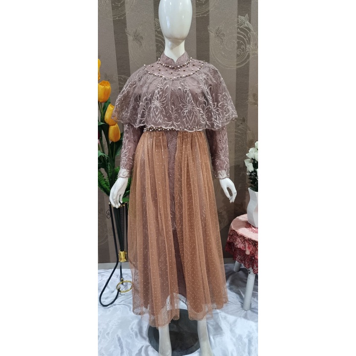 Gamis tille pesta arabela | Gamis brukat jumbo | Gamis maxi dress brokat modern Size M L XL XXL