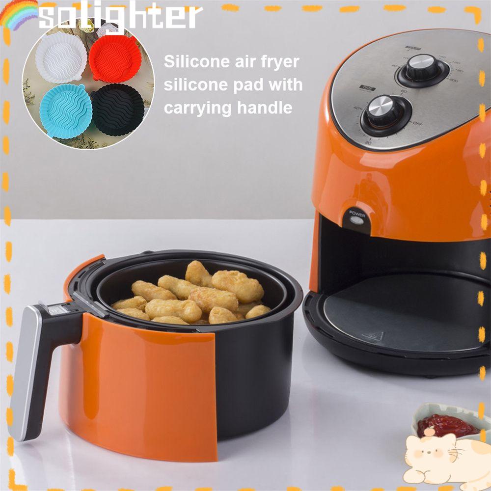 SOLIGHTER Reusable Air Fryer Silicone Pot Cooking Tool Baking Basket Steamer Liner Oven Bread Fried Chicken Pizza Plate Replacement Liners Multifunctional Grill Pot Tray AirFryer Accessories/Multicolor