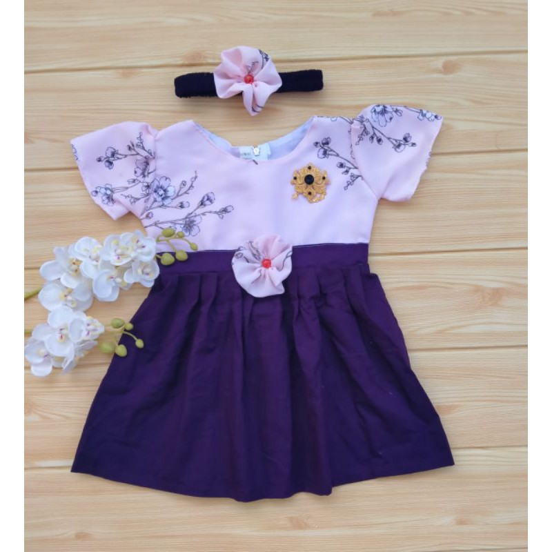 Dress anak furing free bandana 0-5 tahun