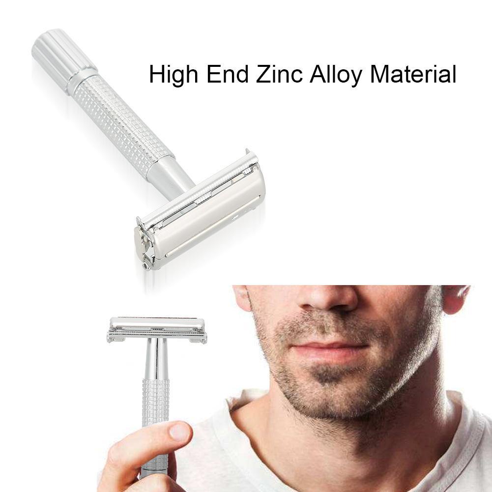 Manual Mens Razor Pisau Cukur Dua Sisi Bahan Stainless Steel Jenggot Alat Cukur dengan Case