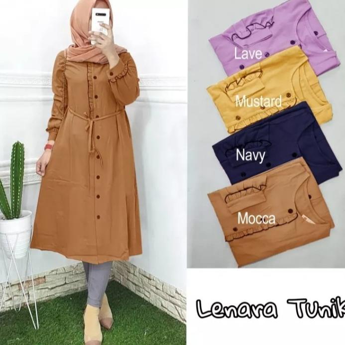 [KODE HJZjk] Baju atasan wanita kekinian ukuran L|XL Lenara tunik (COD)/Tunik muslimah wanita 2022