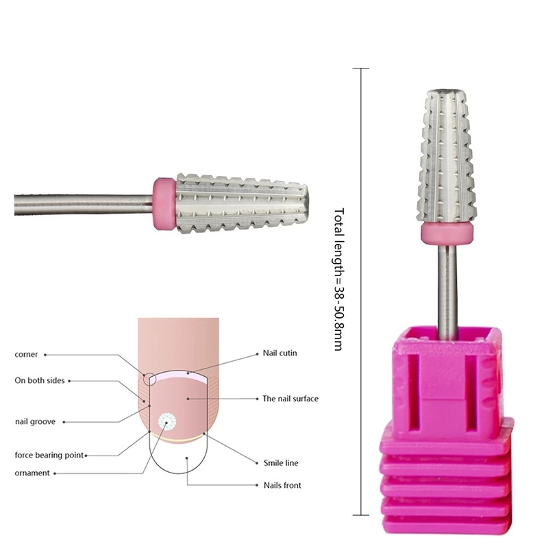 5 in 1 Mata Bor Runcing Bahan Carbide Untuk Nail Art / Manicure DIY