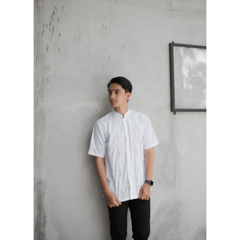 ADE - Baju Koko Kerancang Padang / Pakaian Muslim Dewasa / Fashion Muslim Pria / Baju Koko Putih