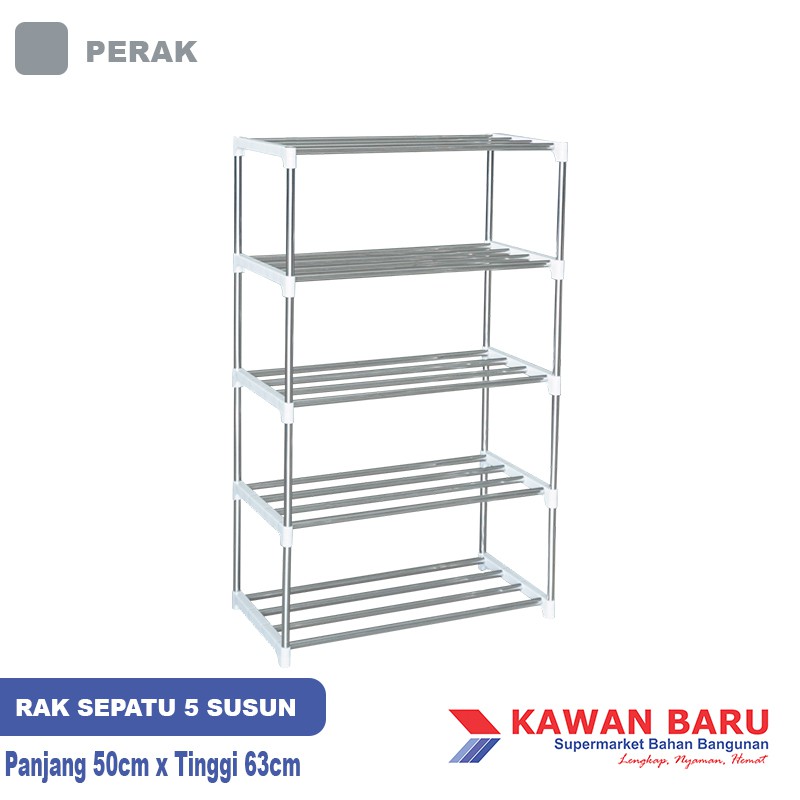 Rak Sepatu Sandal Stainless Steel Rack Tanaman 5 susun Kuat dan Anti Karat