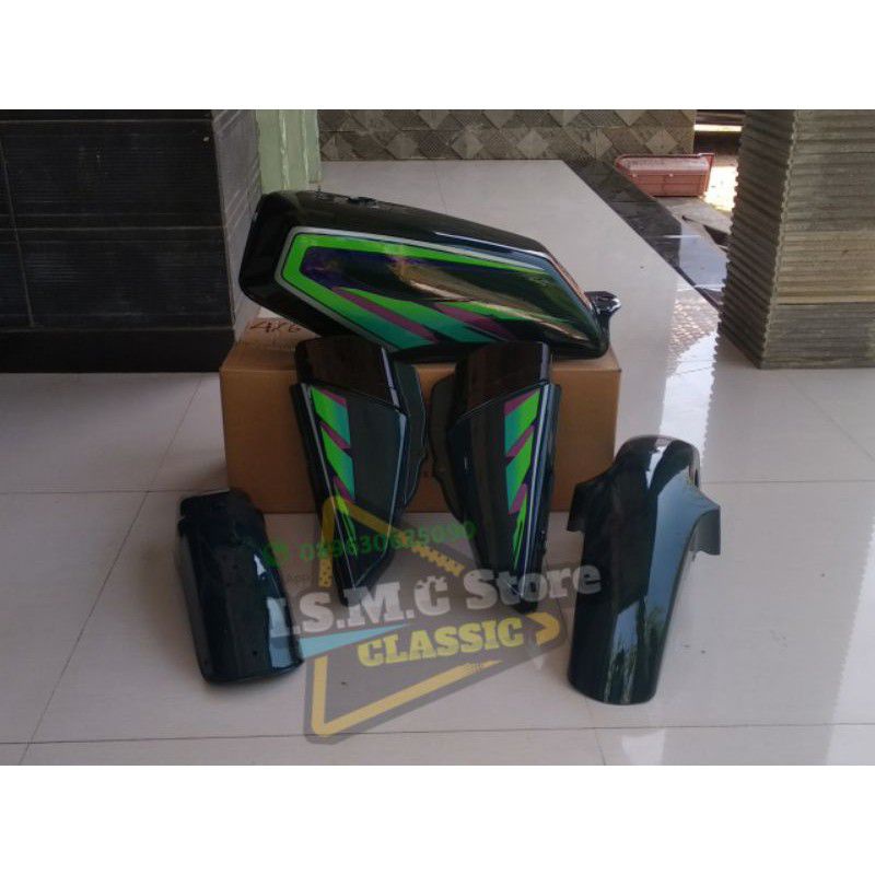 paket body bodi Yamaha RX king tahun 1997 / 1998 warna hijau botol ijo botol paket full set termurah