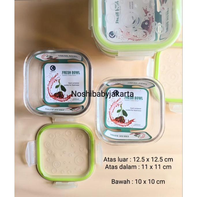 Kotak makan kaca dengan tutup 550/750 ml KIMGLASS / bowl with sealed Lid /Mangkok kaca untuk menyimpan MPASI