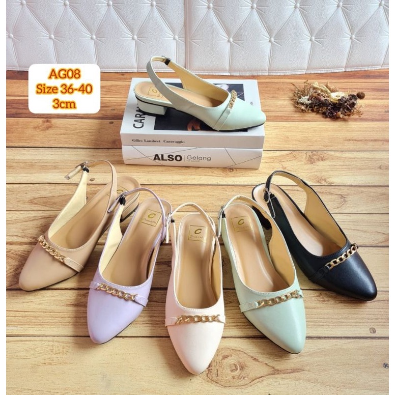 ABBUSHOES AG 08 sendal bapau tali rantai mules 3cm