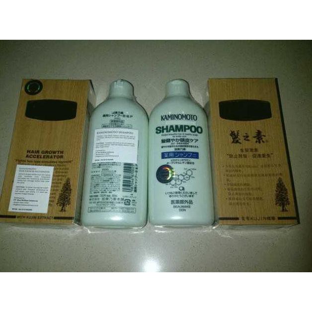 shampoo Paket KAMINOMOTO : KAMINOMOTO Hair Growth Accelerator + KAMINOMOTO Medicated Shampoo