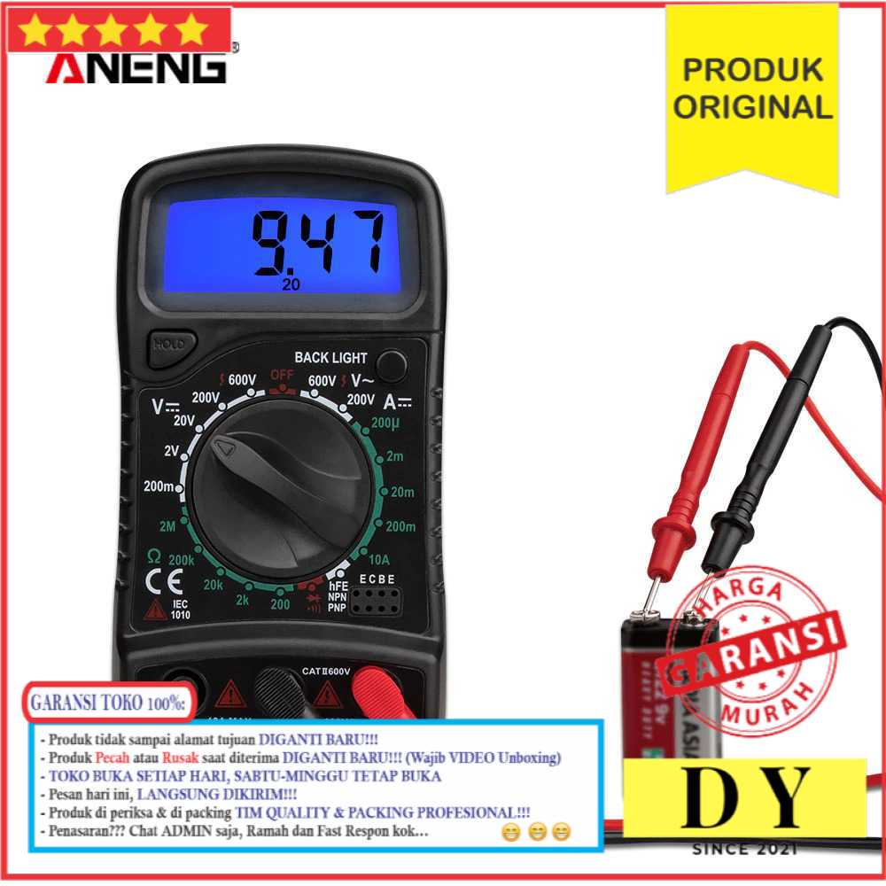 GARANSI Alat Tester Avometer Digital Multimeter Multitester Voltage Tester Digital Aneng Auto Murah 