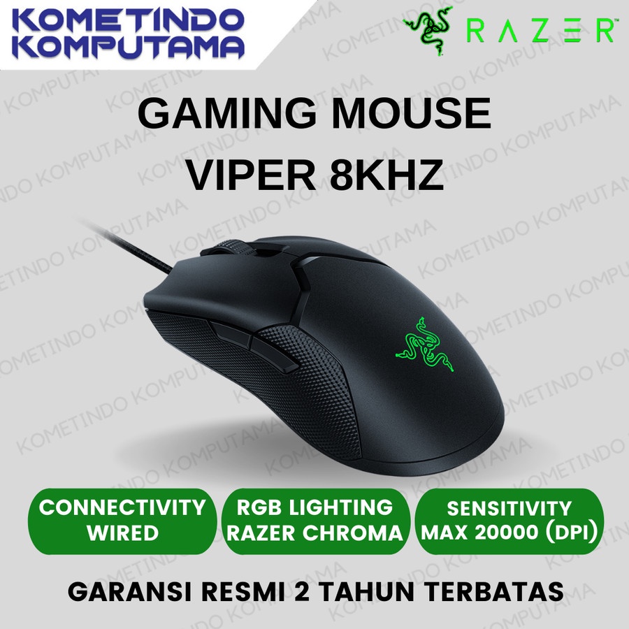 Mouse Razer Viper 8KHz Gaming Wired 100% Original Garansi Resmi