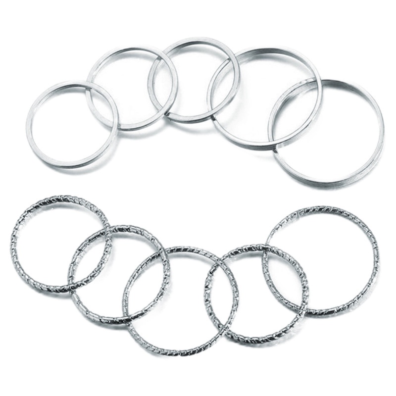 Fancyqube 6pcs / Set Cincin Model Terbuka Desain Geometri Warna Gold / Silver Gaya Punk / Hip Hop Untuk Wanita