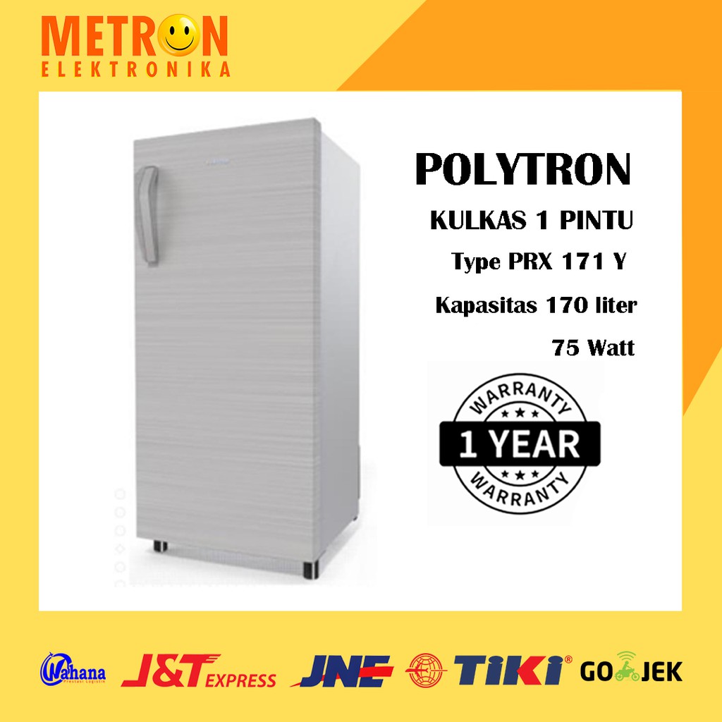 POLYTRON PRX 171 Y GREY METAL KULKAS 1 PINTU 170 LT LITER PRX171