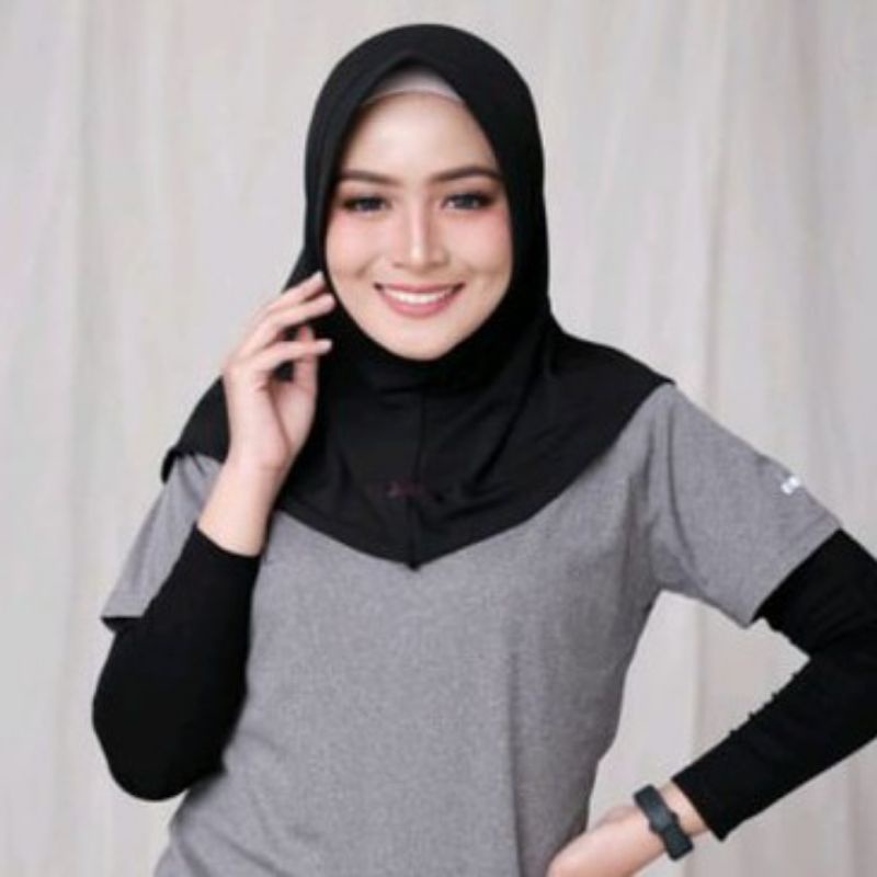 Hijab Sport//Hijab Olahraga instan//Hitam