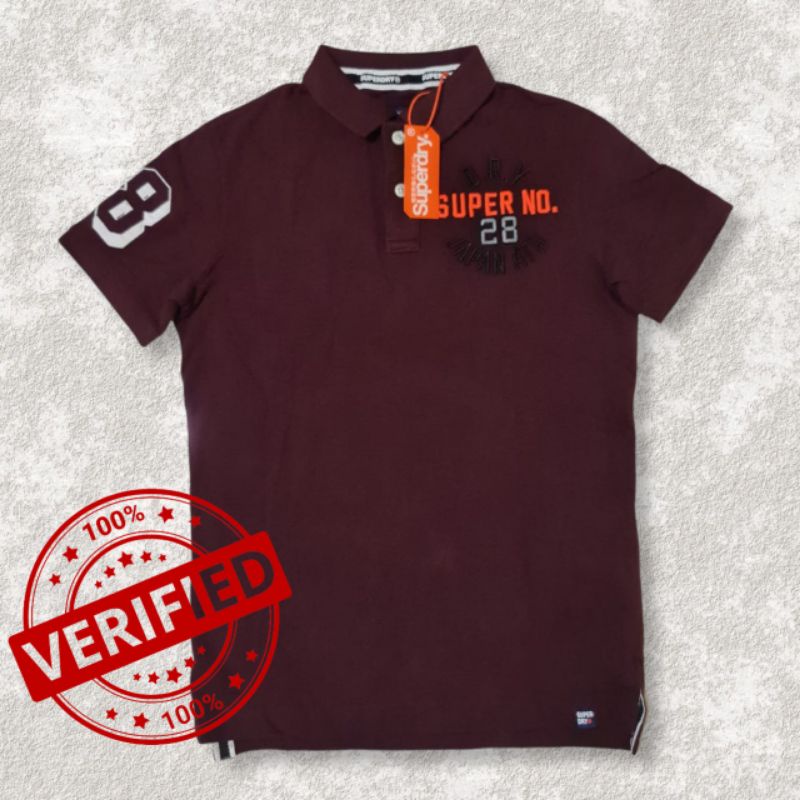 SUPERDRY Burgundy Polo Shirt ORIGINAL AUTHENTIC