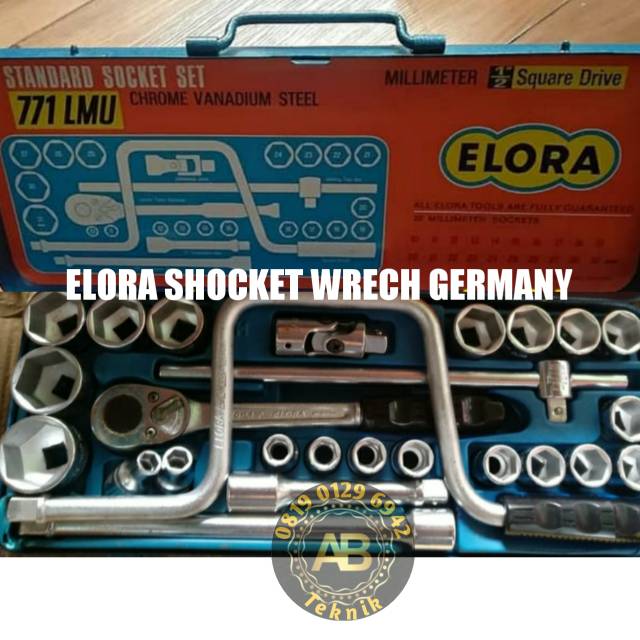 Kunci shock ELORA 0.5 INCH 6 Point 26 pcs shocket wrench ELORA Made in Germany