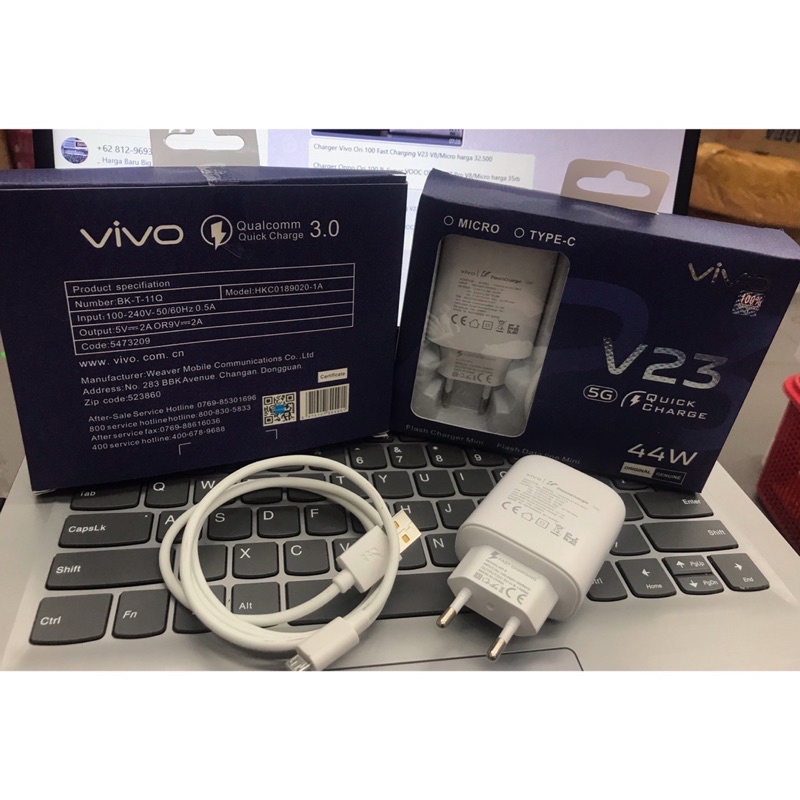 Charger VIVO Ori 100 Fast charging V23 44W Colokan V8/Micro