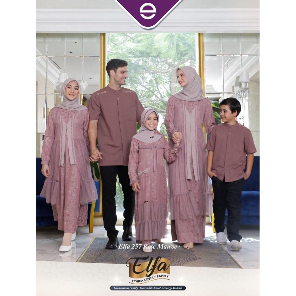 Promo Sarimbit Ethica Terlaris  ELFA 257 ROSE MAUVE, BAJU LEBARAN KELUARGA TERBARU