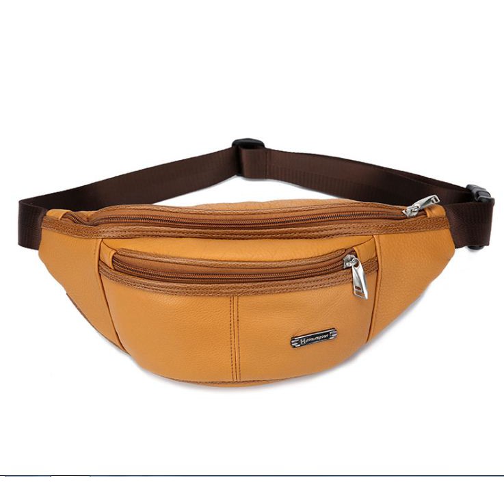 Waist Bag Tas Pinggang Selempang Pria Kulit Sapi Asli Import