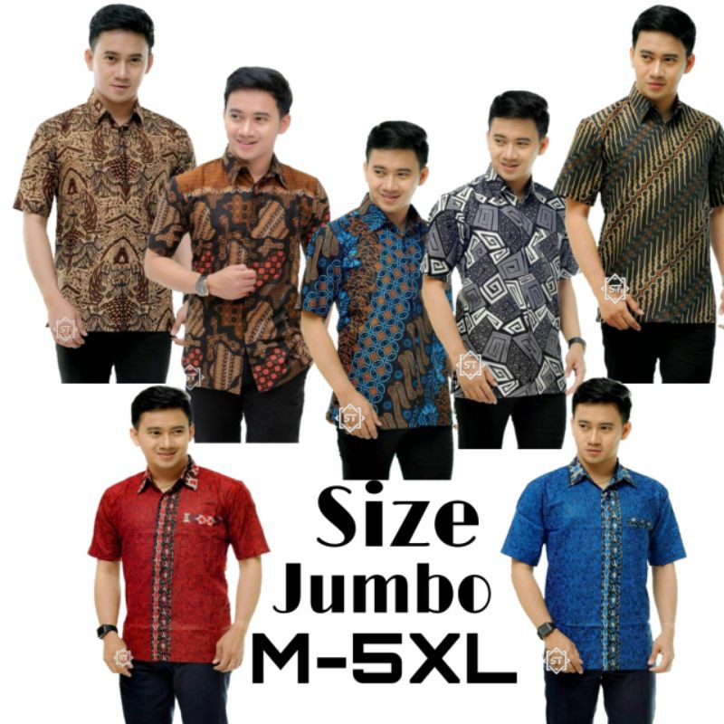 Hem Batik lengan pendek JUMBO size M L XL XXL 3XL 4XL 5XL