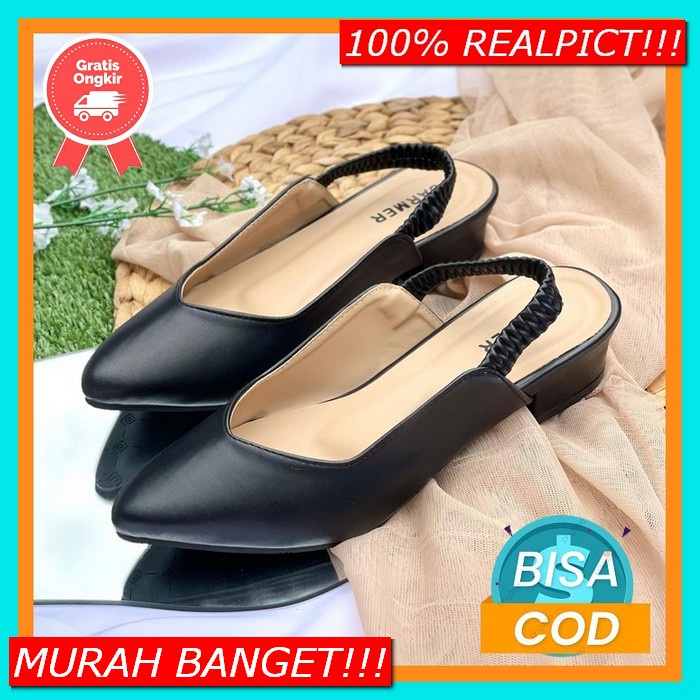 Hils Wanita Import Gilsha Flat Shoes Ballet Limited Murah Kekinian Bes Sarmer - Morin Heels Black