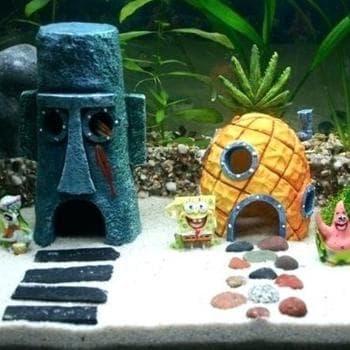 Aqua | Dekorasi Aquarium Aquascape Rumah Spongebob Squidward Hiasan Akuarium