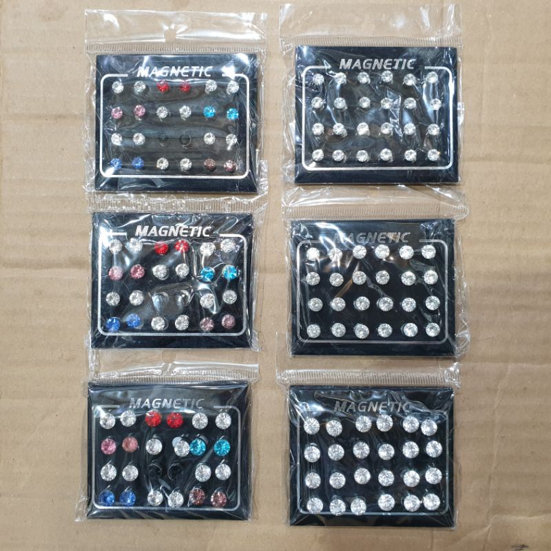 Anting Magnetic Permata Magnet Per Lembar 12pasang Kulakan Grosir