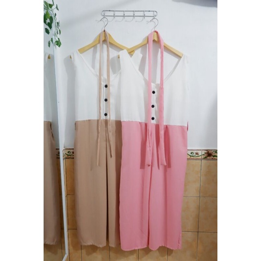 jumpsuit kombinasi / celana kodok / jumpsuit kulot / celana kulot / overall kekinian