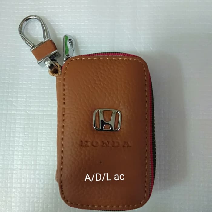 Dompet KULIT STNK MOBIL MOTOR dan Gantungan kunci logo honda warna cream MOCA