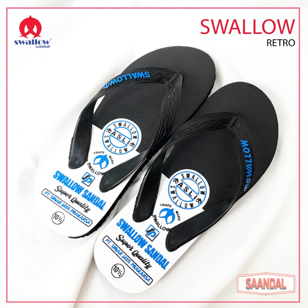 Sandal Jepit Swallow Hitam Retro Pria Wanita tidak licin(BISA SATUAN)