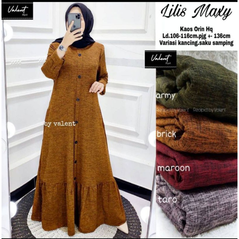 Gamis Jumbo Bahan Kaos Import Lilis Maxy by Valent Hijab Fashion Solo