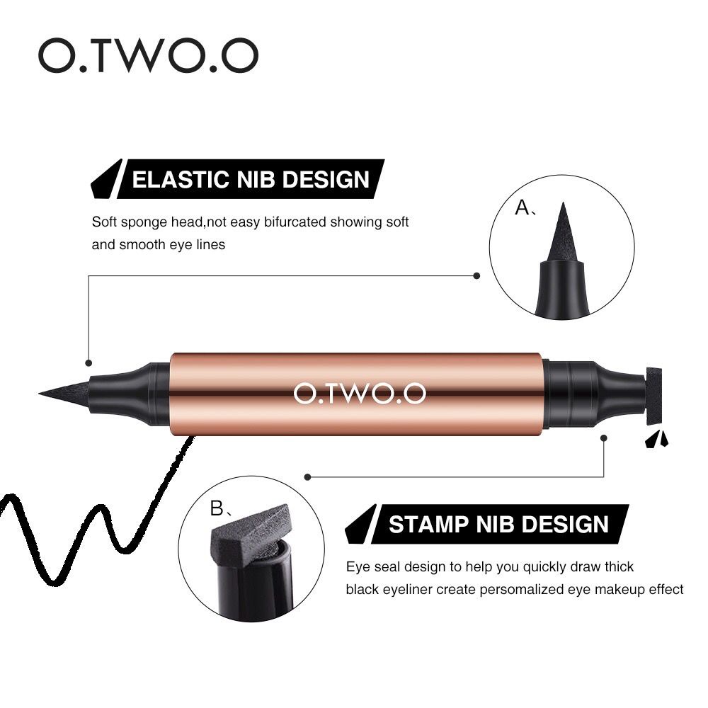 COD/ready stock/O.TWO.O Stamp Eyeliner Black Double Head Waterproof Pencil | Miraculous Cat Eye Stamp Eyeliner Pen