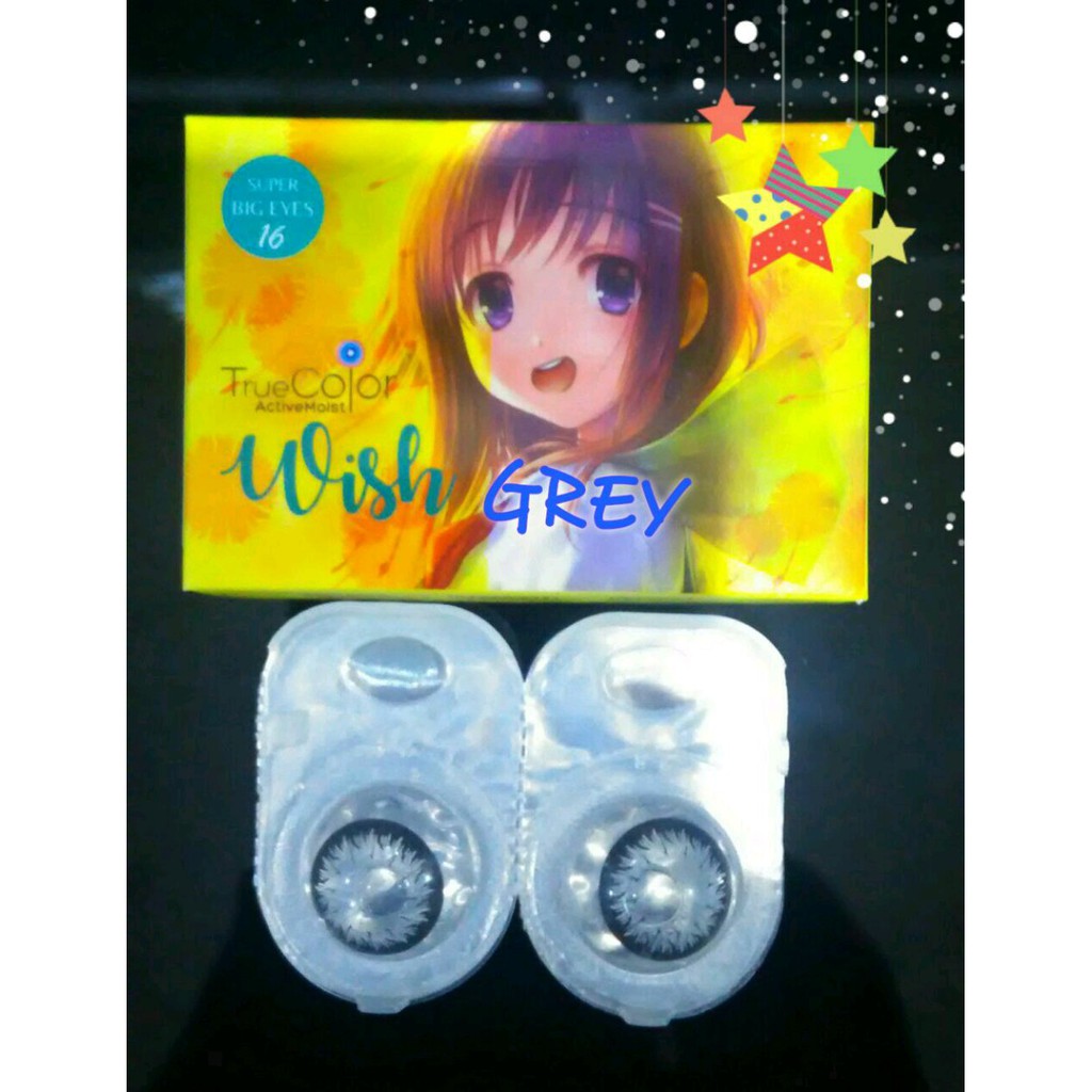 Softlens True Color Wish Super Big Eyes 16.0 mm Black and Grey / Tersedia warna hitam dan abu