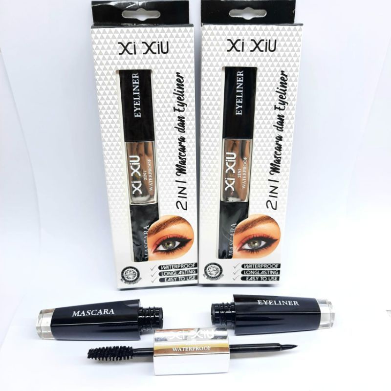 XI XIU 2 in 1 Mascara &amp; Eyeliner Waterproof /Mascara dan Eyeliner /BPOM