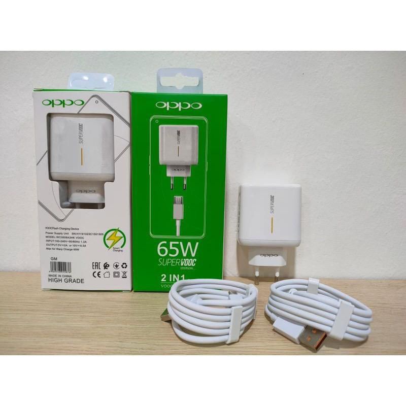 Tc Travel Charger Oppo 65w Original 99.9% Micro Usb &amp; Type-C Fast Charging