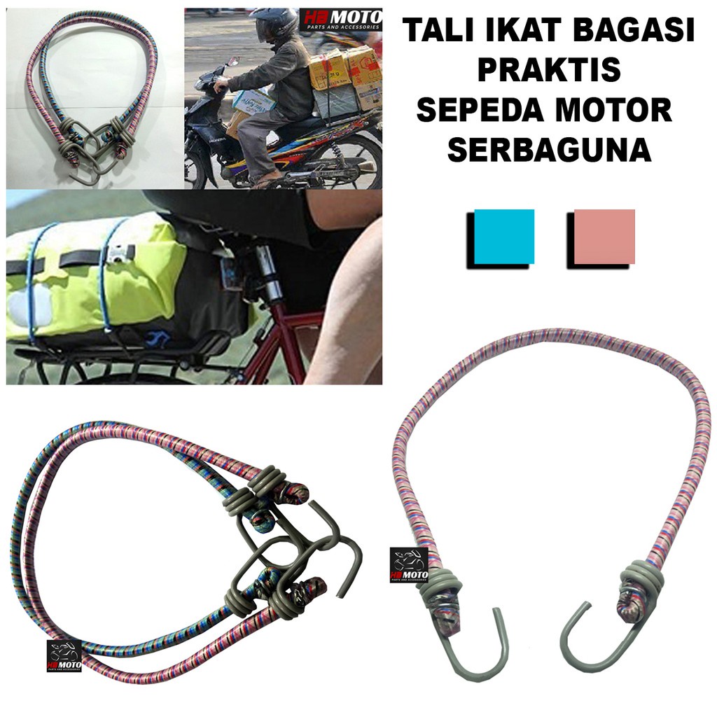 COD ✅ Tali bagasi motor pengikat barang di motor Strap Bungee Cord With Hook 100 cm