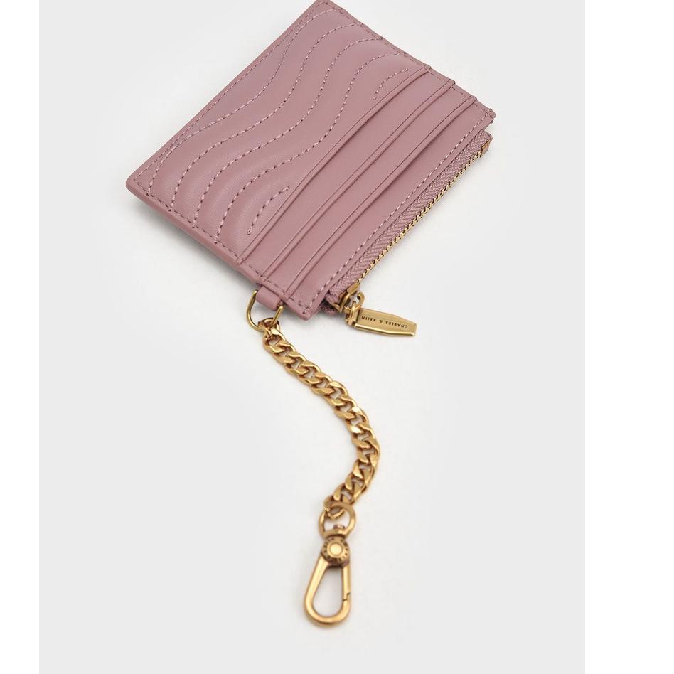 418SWG CK Aubrielle Stitch-Trim Zip Card Holder Buruan Serbu