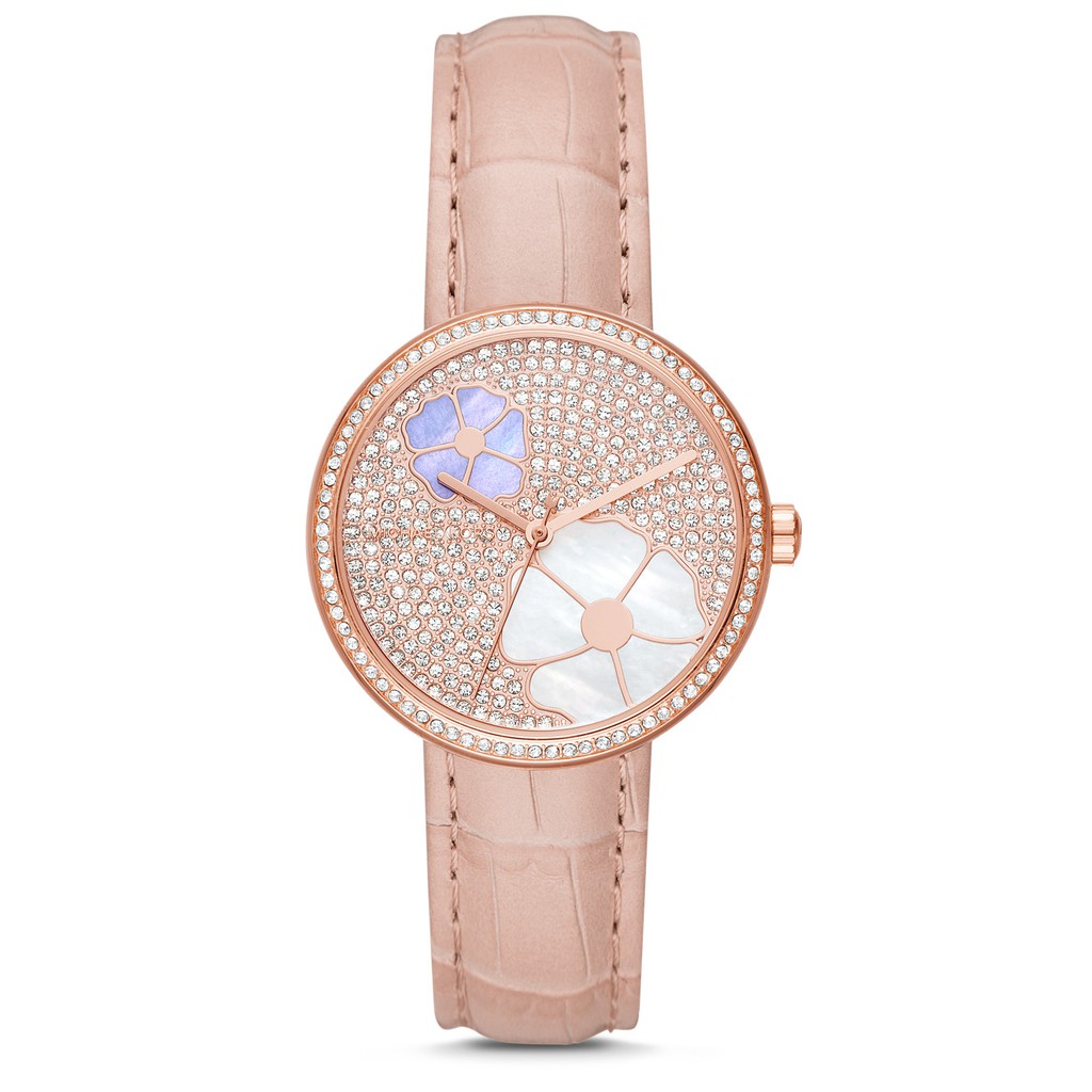 Michael Kors Women's Courtney Rose Gold-Tone and Blush Croco Leather Watch MK2718