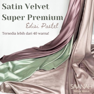 Image of 1 meter Kain Satin Velvet SUPER PREMIUM / Sateen Velvet Premium Dress hijab Gamis PASTEL
