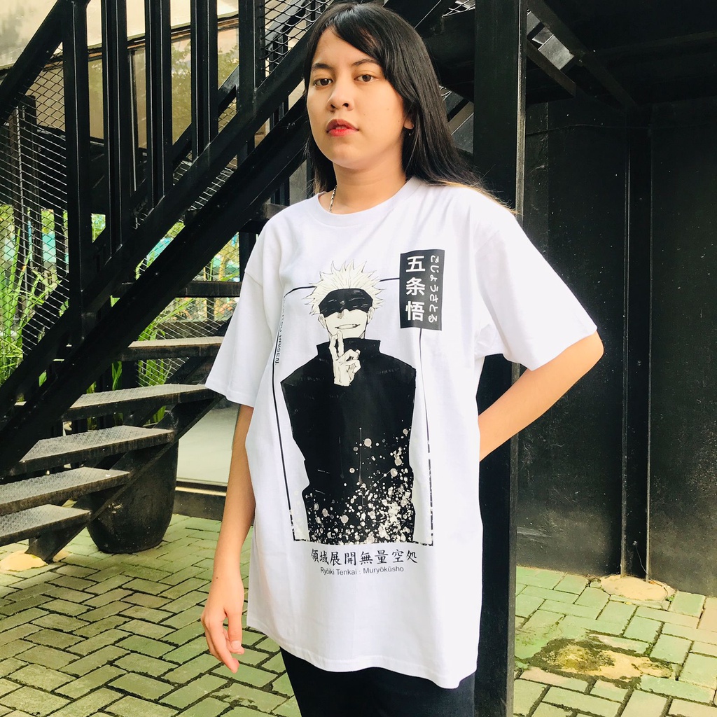 Tshirt Gojo Satoru Tenkai White Anime Manga Jujutsu Kaisen Unisex Yowai mo