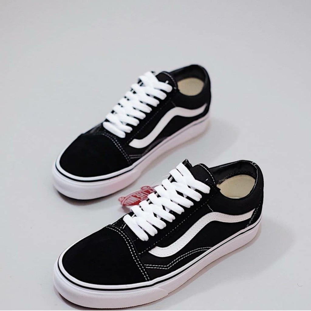 TERLARIS Sepatu Vans Old Skool Classic Black White DT oldskool Hitam Pria Wanita 36-40