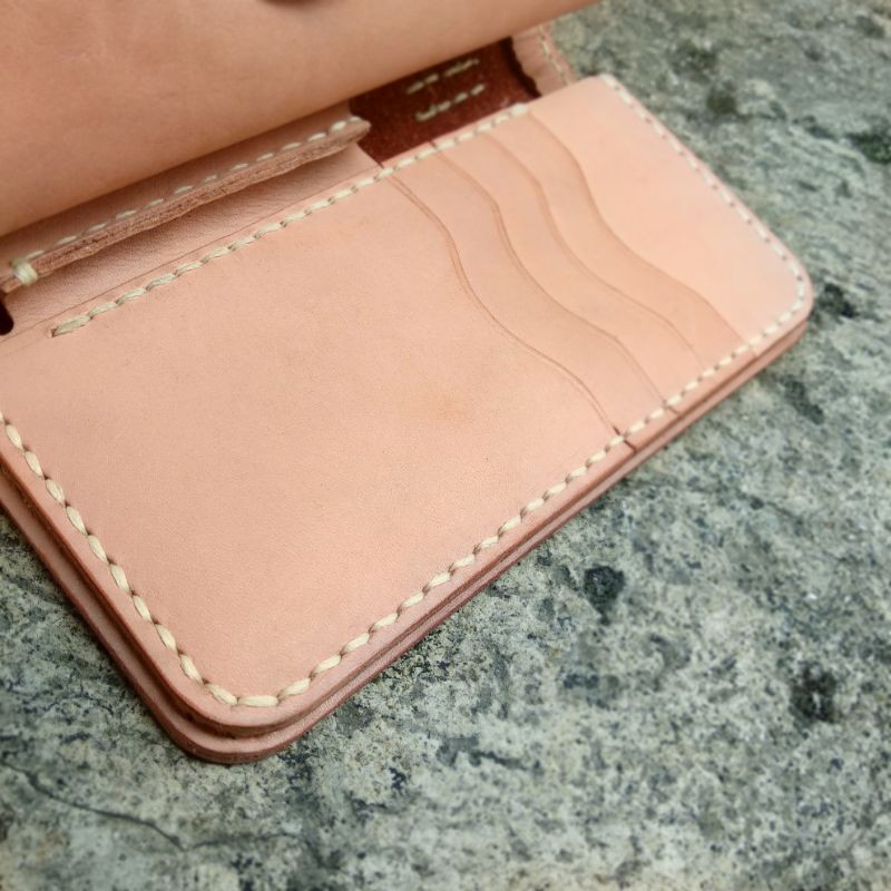 custom long wallet vegtan natural