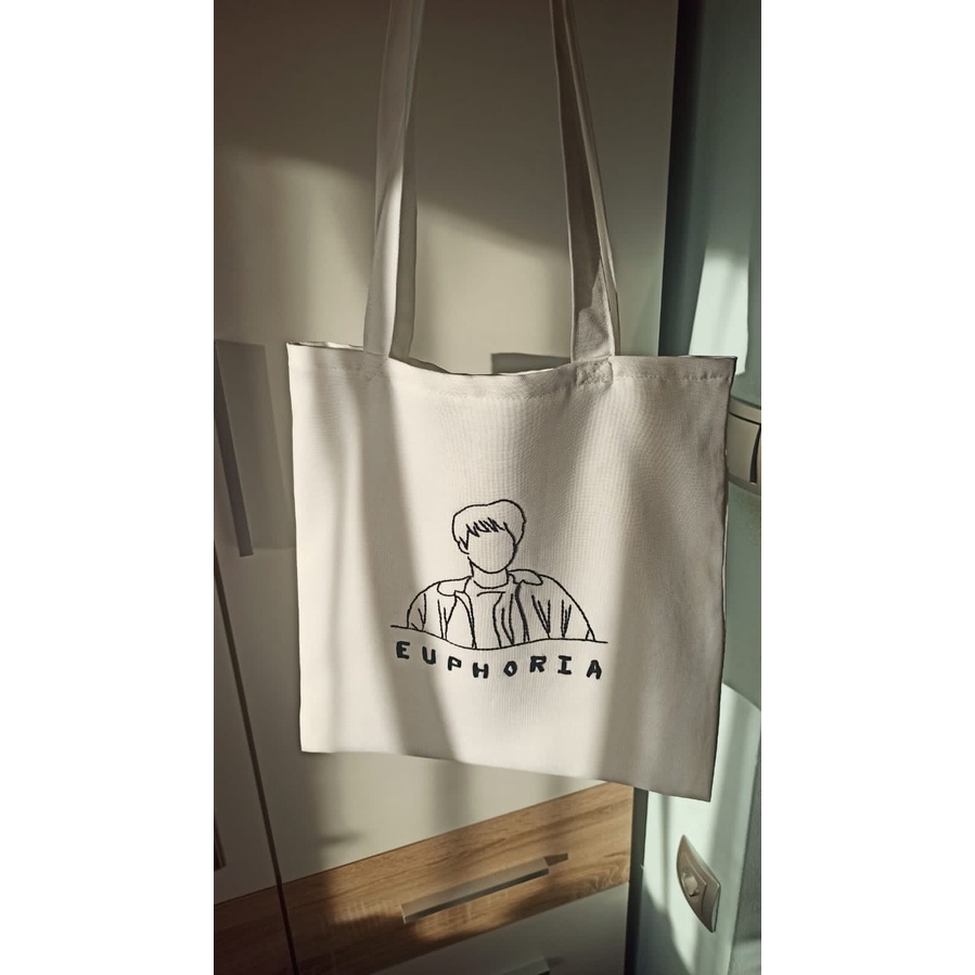 TOTEBAG BORDIR WANITA BAHAN BLACU TEBAL - TOTEBAG KEKINIAN PREMIUM