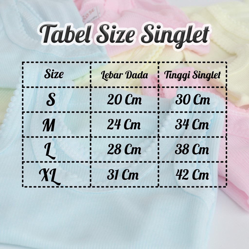 12 Pcs Kaos singlet bayi &amp; balita S, M, L, XL Dan L3 Warna Dan Putih Murah ( 1 Lusin )
