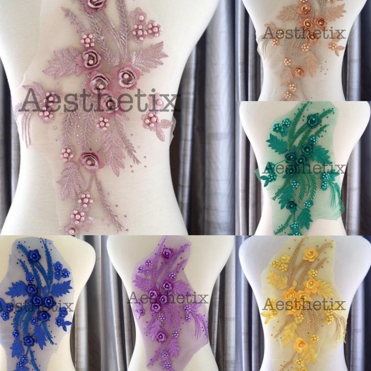 Telah Hadir.. Embroidery Bunga Patch Bordir Lace Bordir 3d Renda Tempelan Baju Sticker WY011