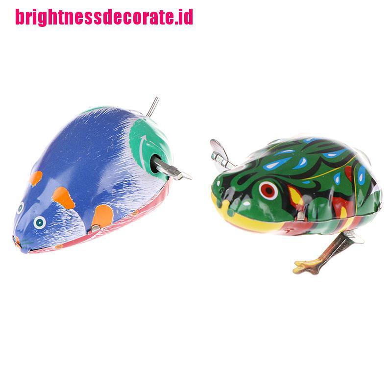 Brightid 1Pc Mainan Katak / Kelinci Lompat Model Putar Bahan Kaleng Untuk Anak